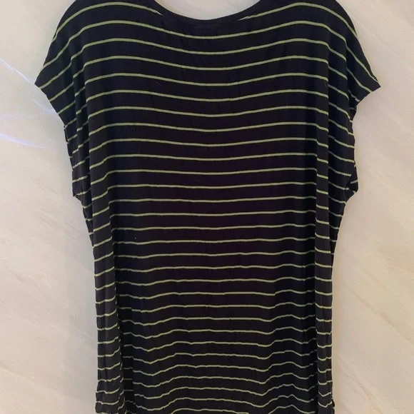 Cabi wWomen’s L Navy Blue & Lime Stripe Tunic T-Shirt - Picture 5 of 7
